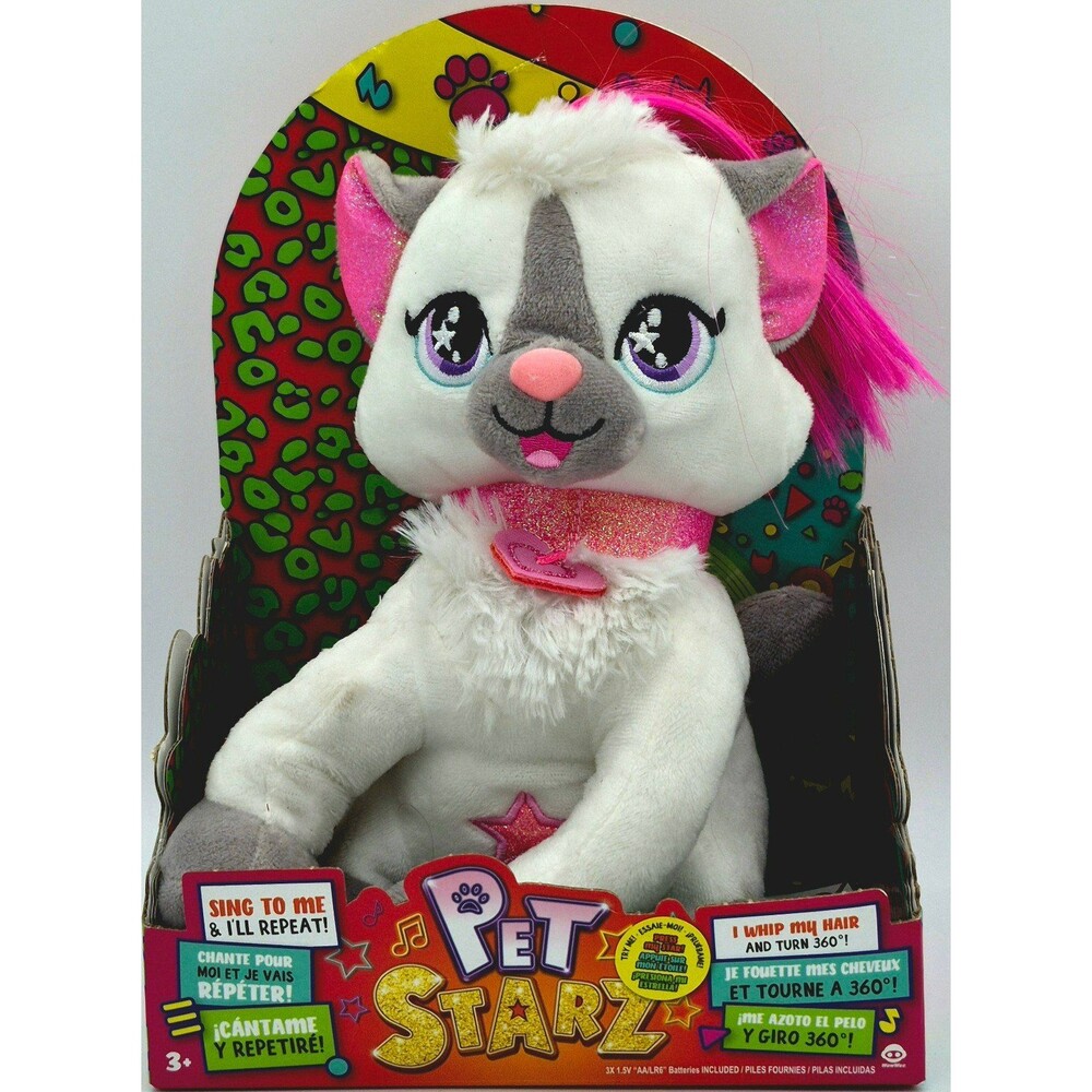 Pet Starz Interactive Singing Dancing Cat Plush Repeats Voice NEW